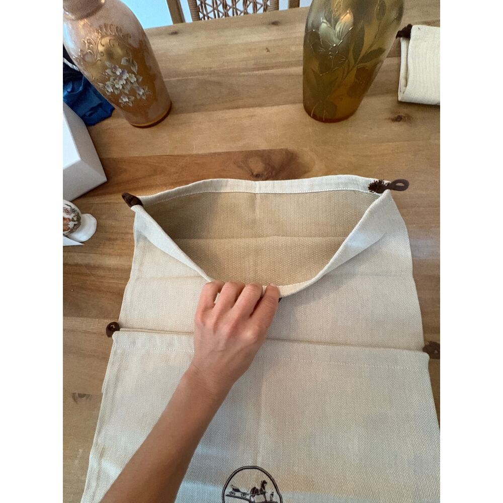 Set of 2 Hermès Drawstring Dustbags Bags Beige Dust 16"x13" Accessories w logo - Picture 3 of 7
